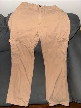 Wide Leg Women's Jeans in Light Tan - Flared Cargo Style